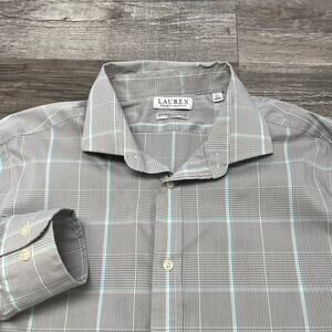Lauren Ralph Lauren Oeko-Tex Grey Mens 17 Cotton Nylon Stretch Slim Fit Shirt‎